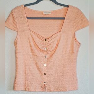 Peach Button-Up Blouse by
